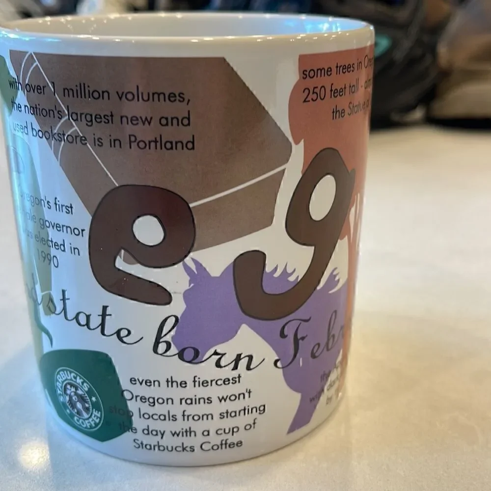 Starbucks Oregon 2017 coffee cup, states of bean, excellent condition. Trivia.